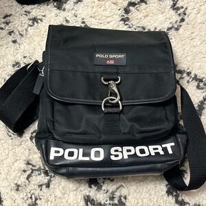 Ralph Lauren Polo Sport Vintage Black Messenger crossbody Bag Y2K 90's